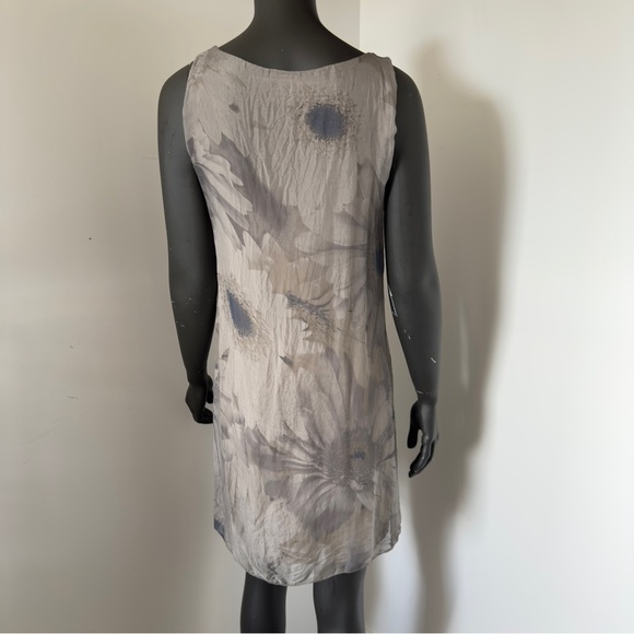 Prontomoda Giusy Gray Floral Silk Blend Sleeveless Dress Size S Made in Italy - Picture 4 of 7